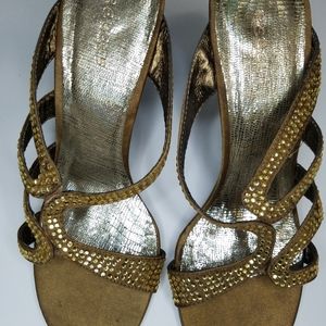 Bronze gold  strappy slippers very  sexy  4inh heels